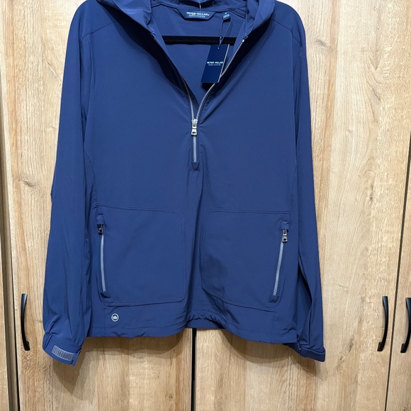 NWT Peter Millar Navy Quest Half-Zip Hoodie Golf Pullover Mens Size Medium - Picture 11 of 13